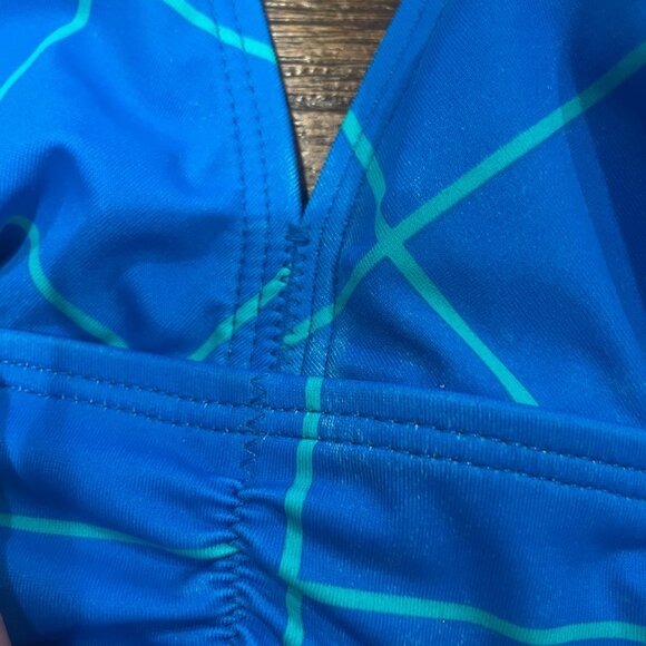 NWT FLAWED SPANX Sz 8 Electric Blue Ruched Halter Tankini Top Slimming Swimwear - Picture 9 of 16